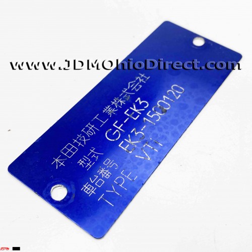 JDM EK3 Civic VTI VIN Tag